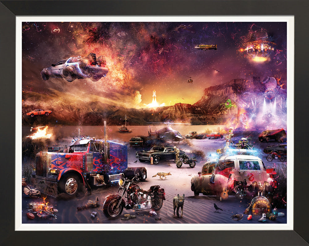 petrol heads pedal to the metail deluxe framed print by artist mark davies