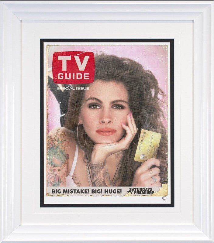 pretty woman tv guide print framed in white by artist jj adams