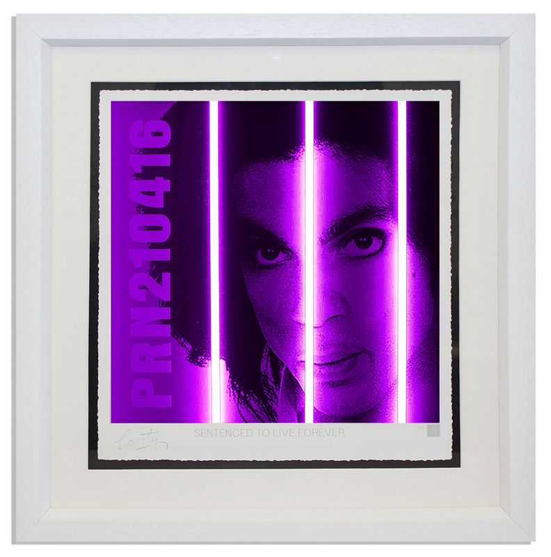 prince print framed in white by artist courty
