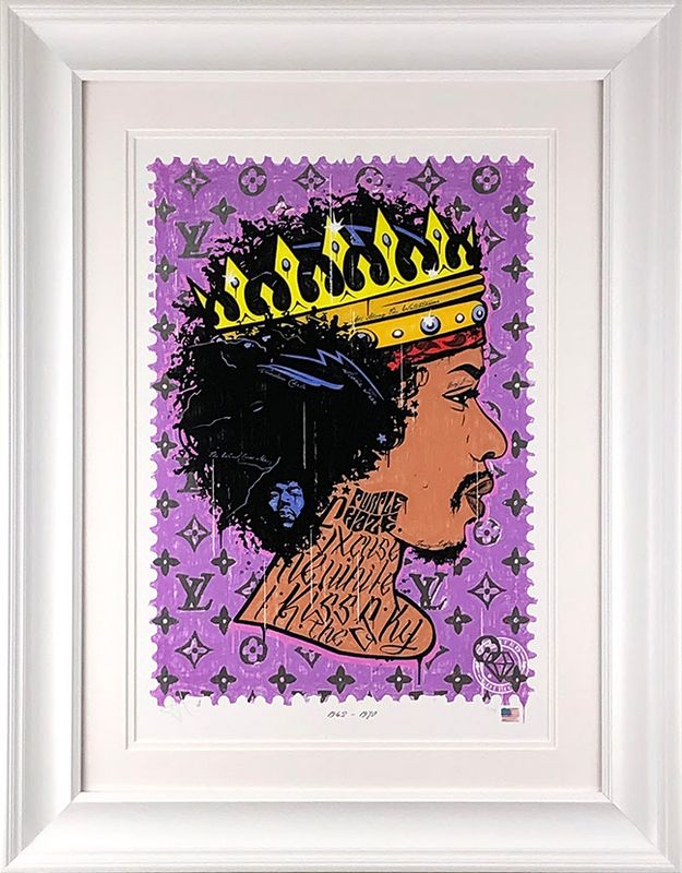 purple haze jimi hendrix framed print by artist jj adams