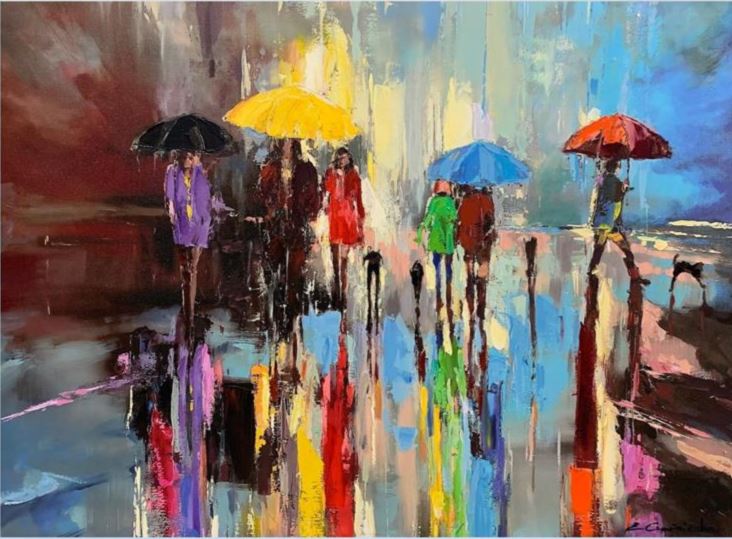 rainbow rainfull print by artist ewa czarniecka