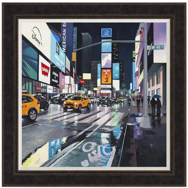 rainy day times square framed print by artist jo quigley