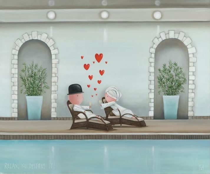 relax you deserve it unframed board only print by artist michael abrams