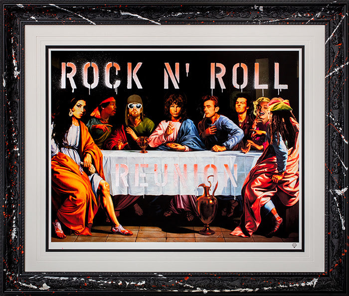rock n roll reunion studio stencil collection framed print variation 1 by artist jj adams