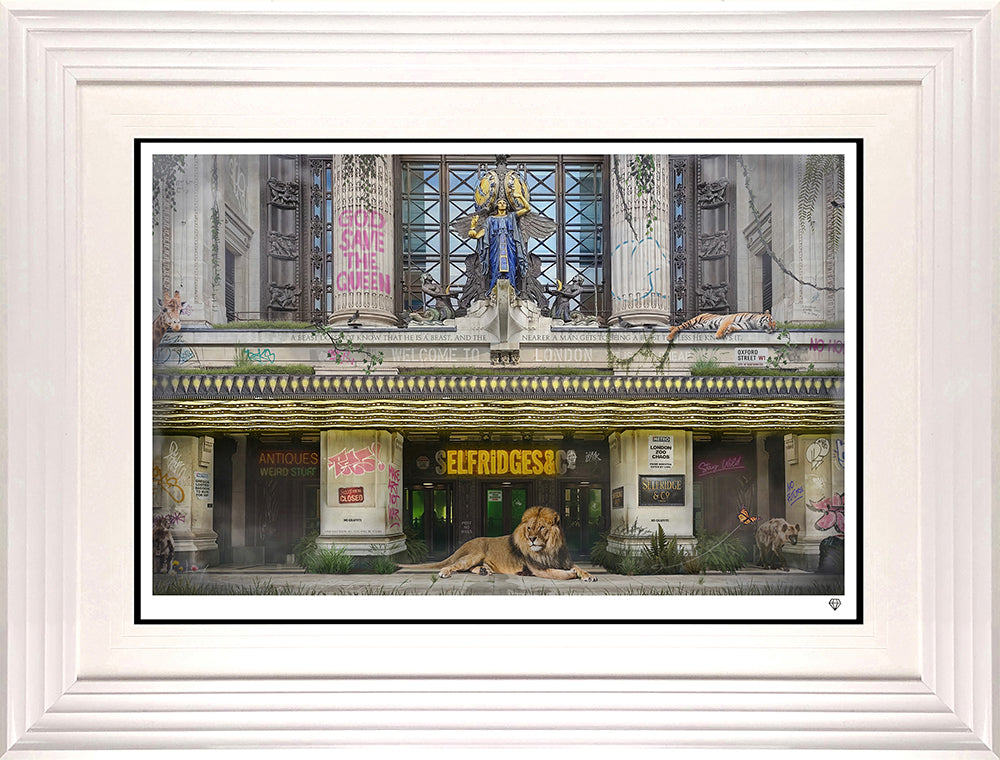 selfridges and co print framed in white by artist jj adams