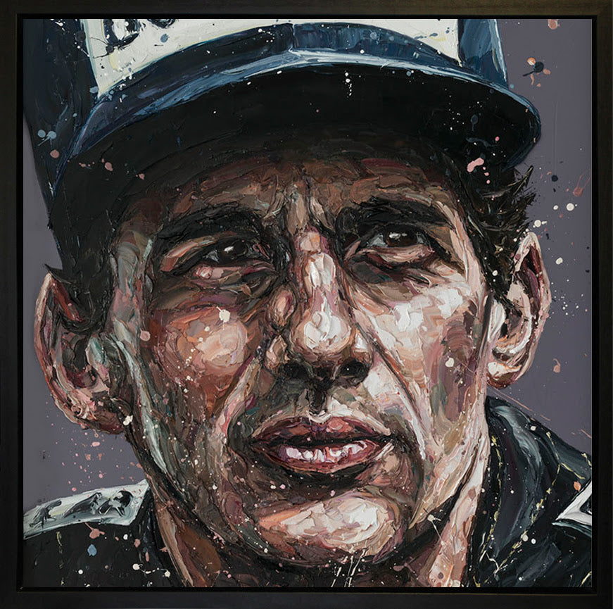 senna 85 wall of champions framed print by artist paul oz