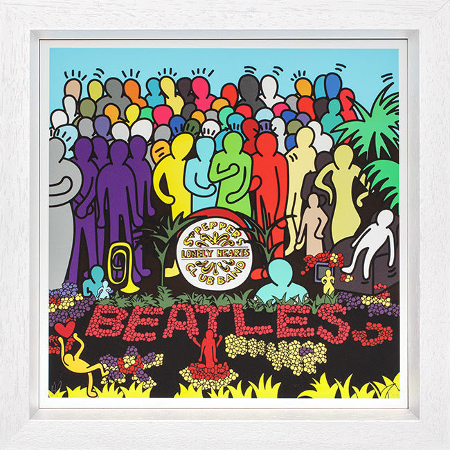 sgt peppers lonely hearts club band album cover framed in white by artist tboy