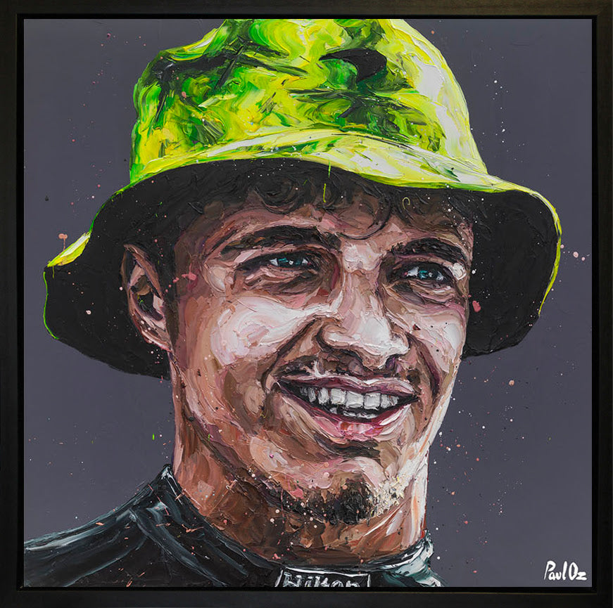 silverstone lando wall of champions framed print by artist paul oz