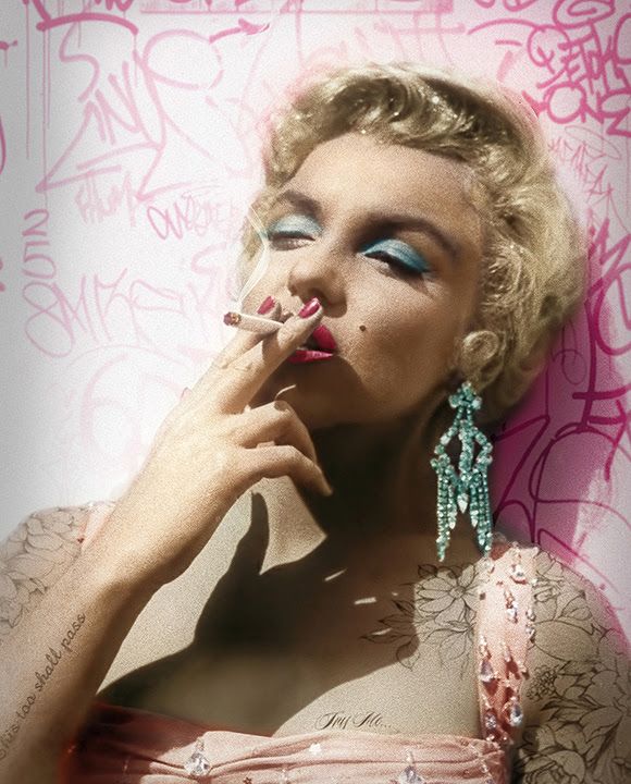 smoking gun marilyn colour print by artist jj adams