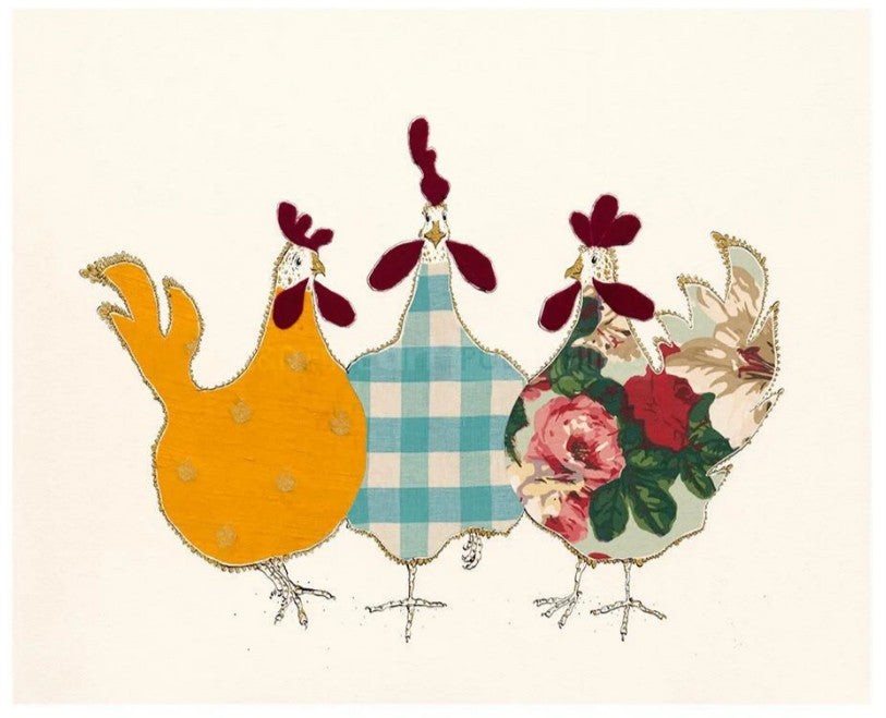 spring chickens mounted print by artist anna wright