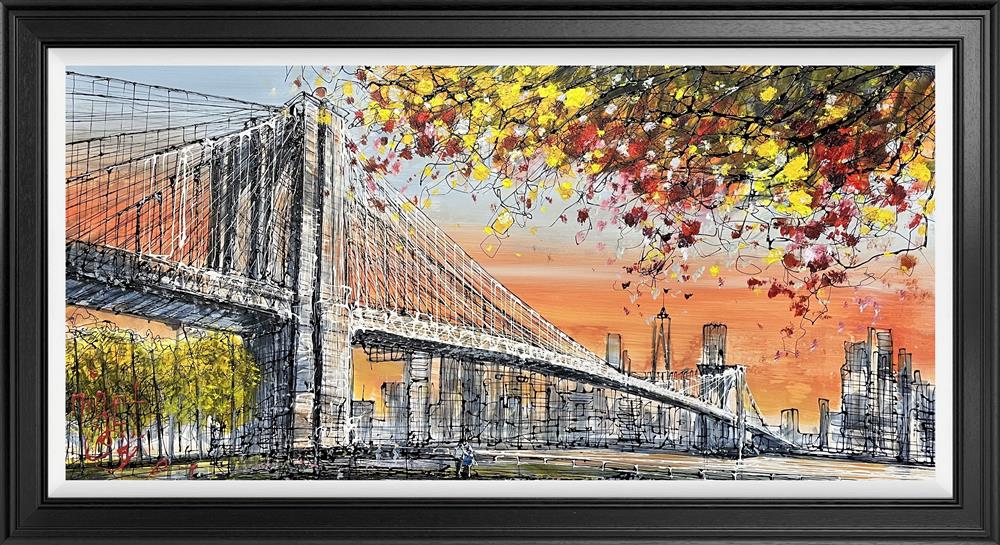 sunrise over manhattan framed hand embellished giclee by artist nigel cooke