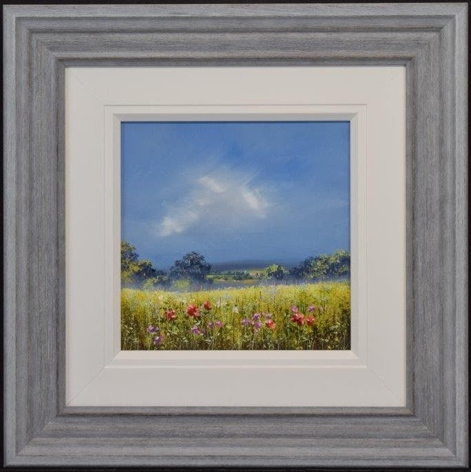 sunshine in the meadow i framed original by artist allan morgan