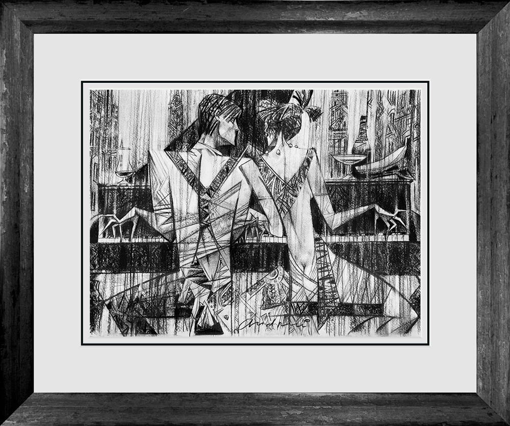 the piano bar sketch framed print by artist andrei protsouk