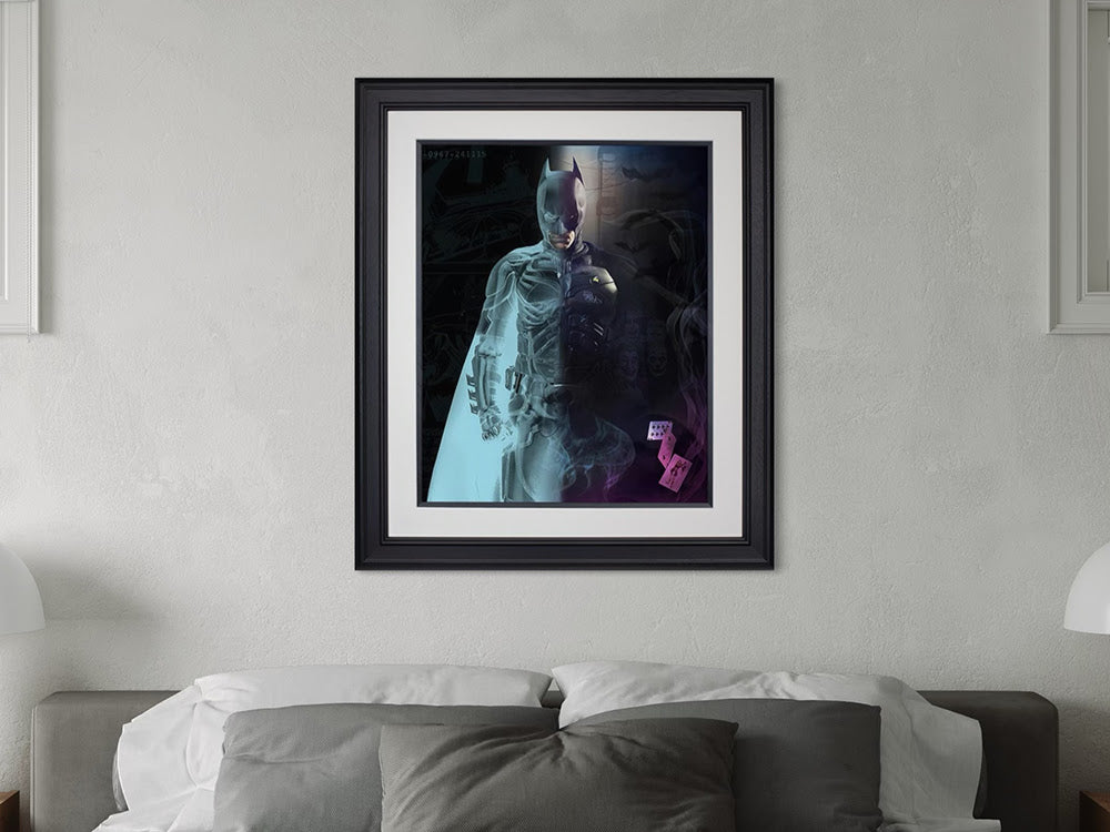 the bat lenticular framed print room view by artist jj adams