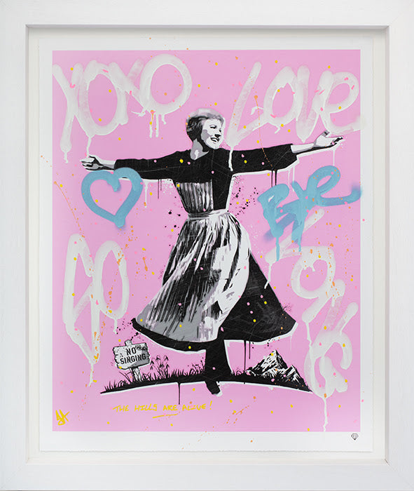 the hills are alive pink print framed by artist jj adams