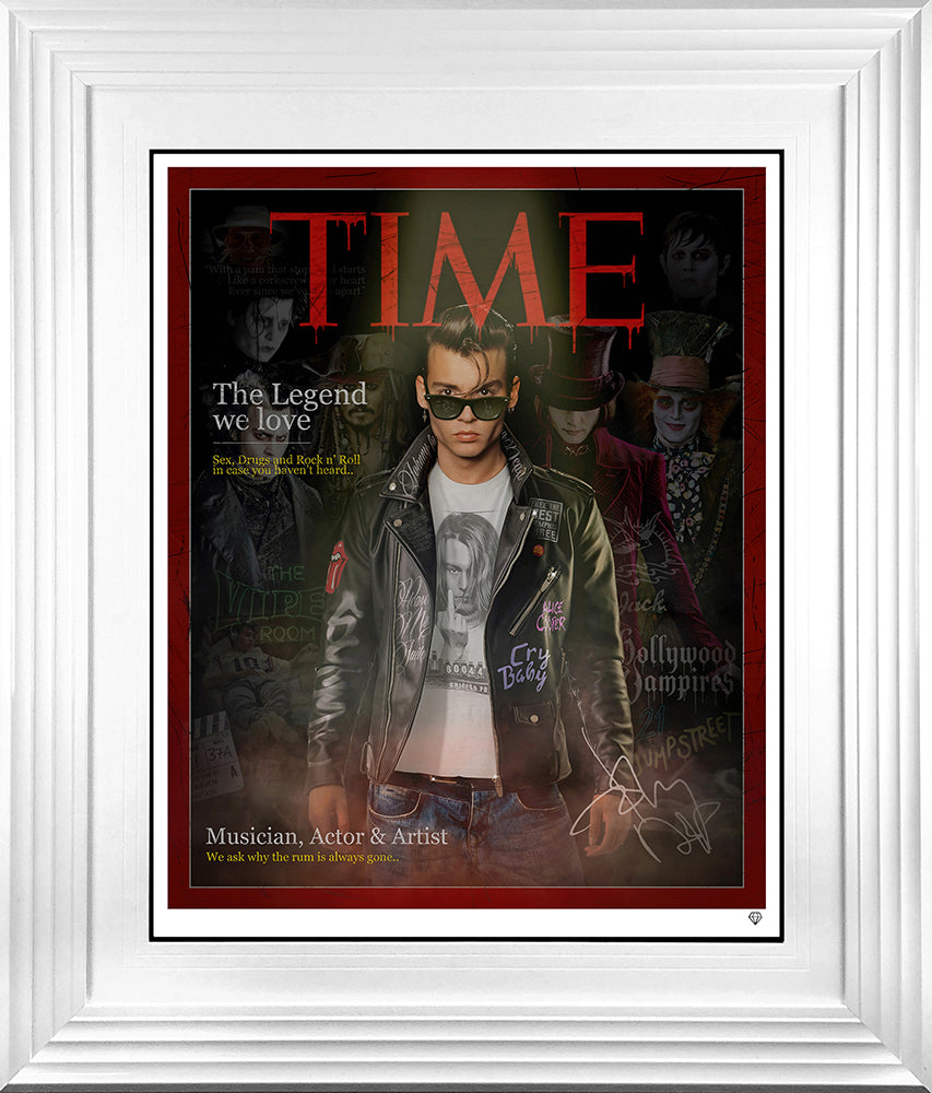 the legend we love print framed in wite by artist jj adams