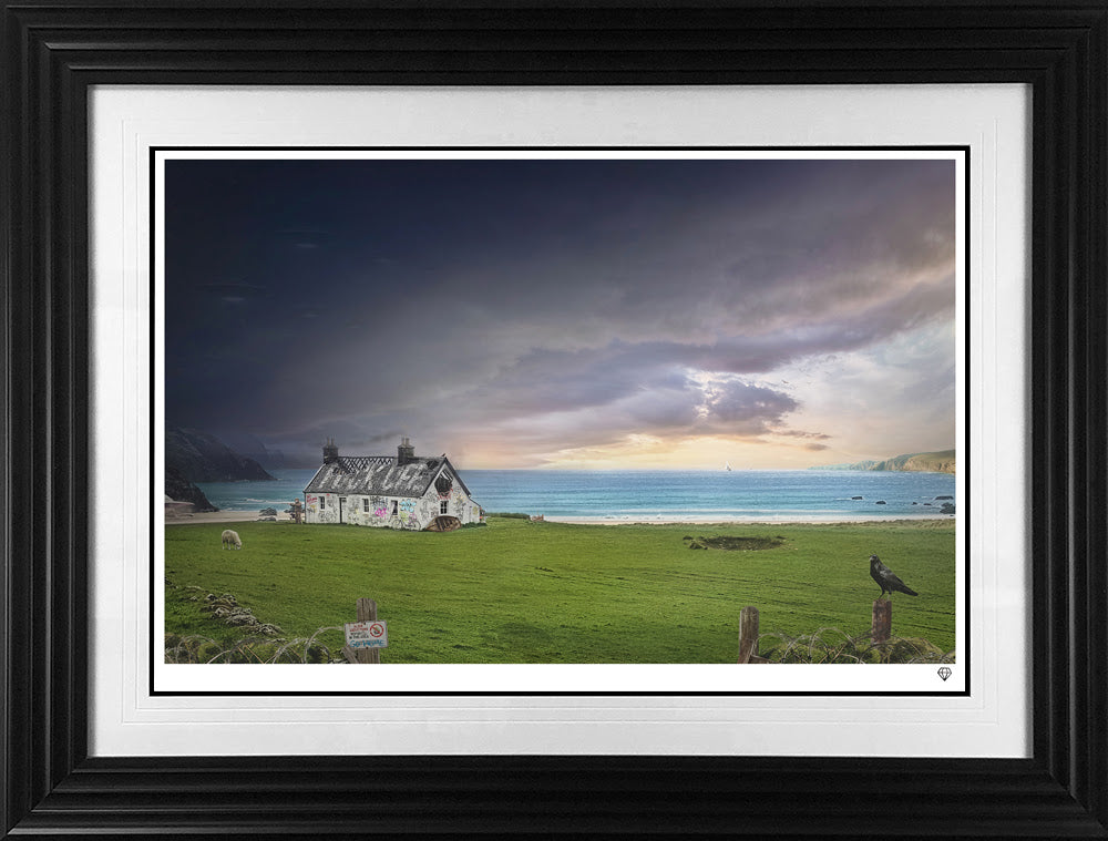 the passing storm print framed in black by artist jj adams