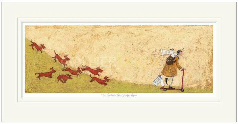 the sandwich thief strikes again mounted print by artist sam toft