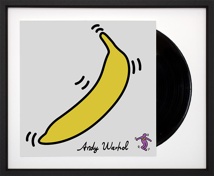 the velvet underground and nico album cover with vinyl record framed by artist tboy