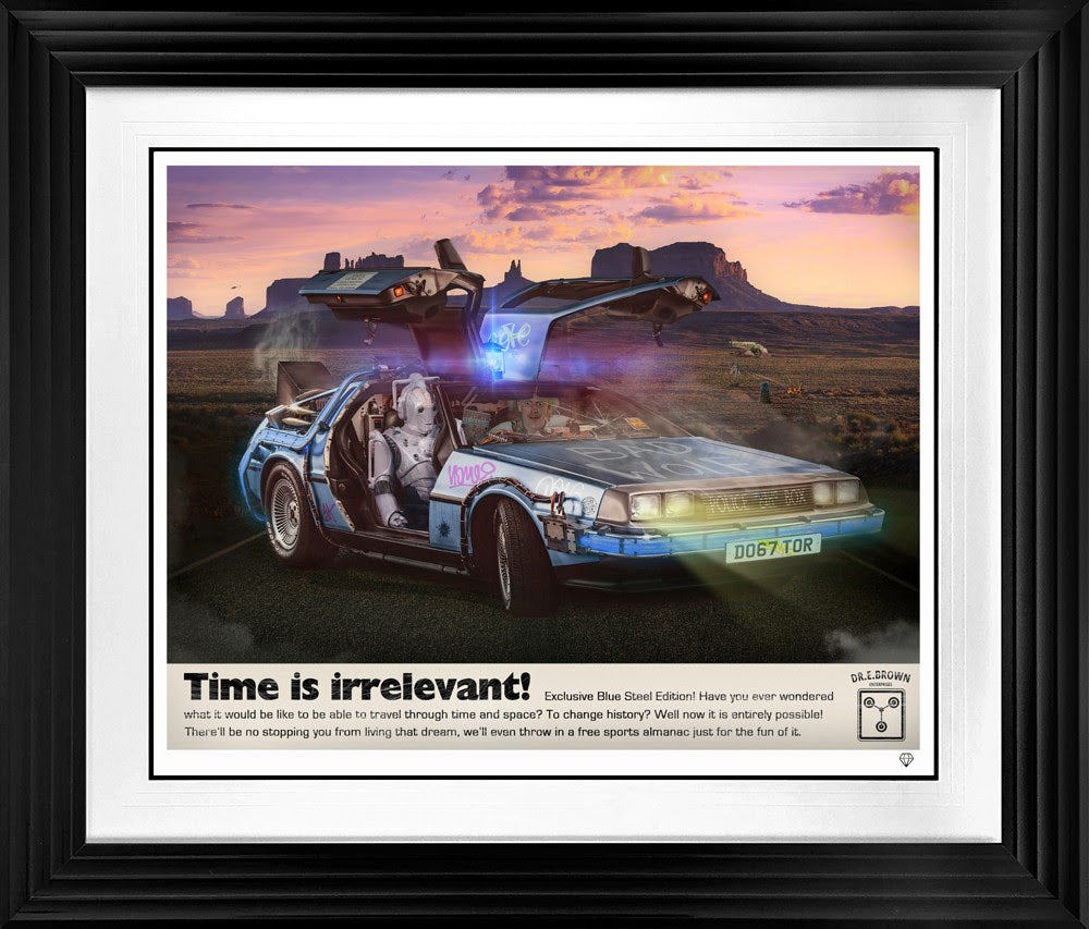 time lord print framed in black by artist jj adams