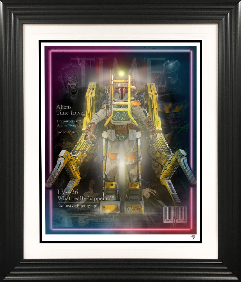 time travellers return print framed in black by artist jj adams