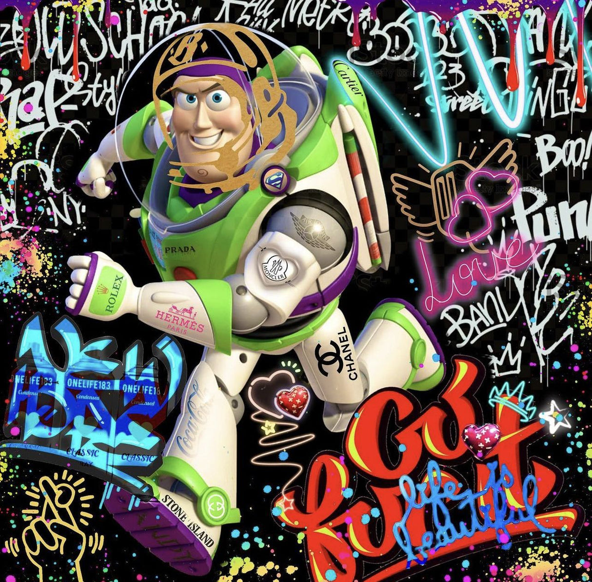 to infinity buzz lightyear framed print by artist #onelife83