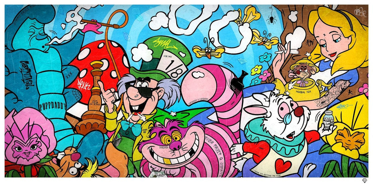 were all mad here print by artist jj adams