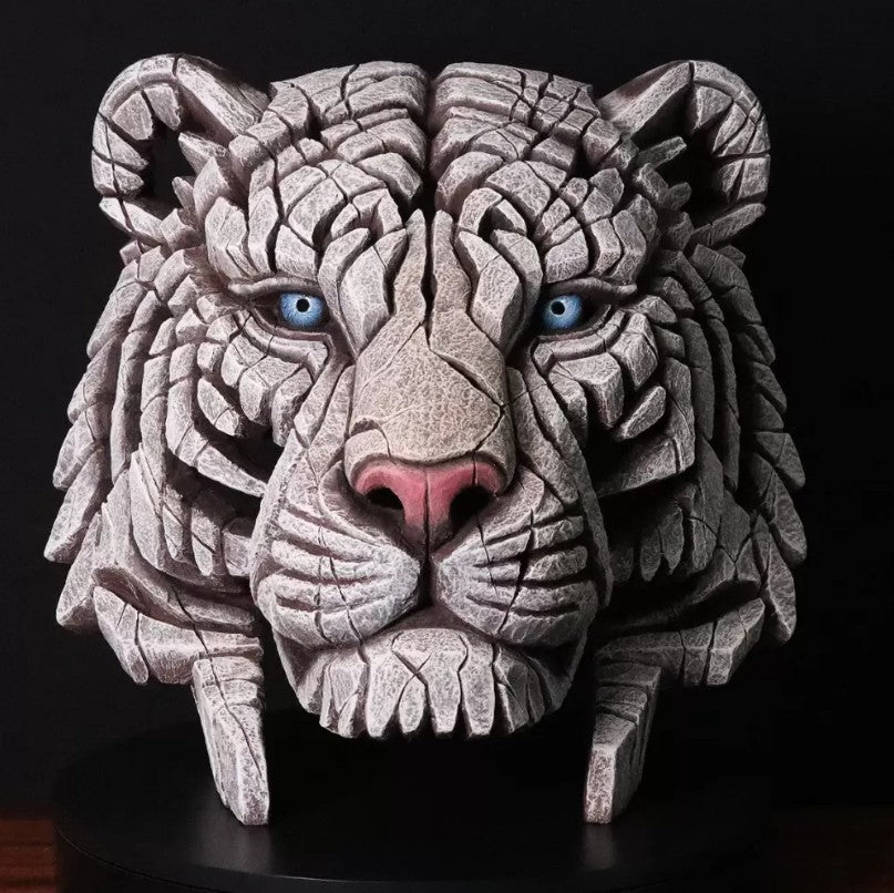 white tiger sculpture bust by artist edge sculpture