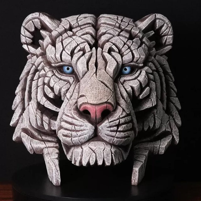 white tiger sculpture bust by artist edge sculpture