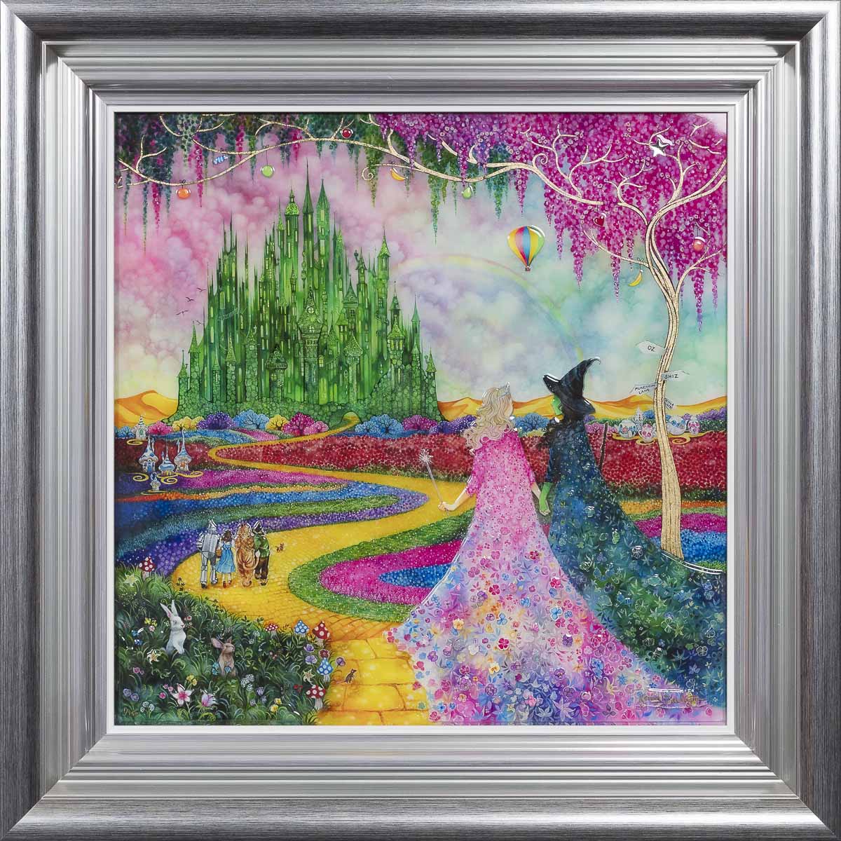 wicked framed in silver and embellished print by artist kerry darlington