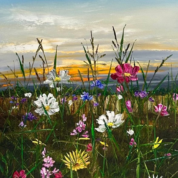 wildflower horizon close up of framed print by artist kimberley harris