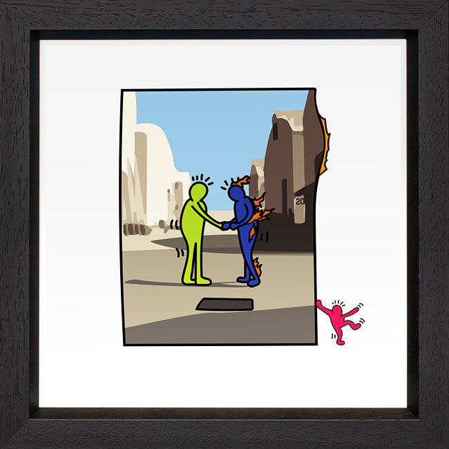 wish you were here print framed in black by artist tboy