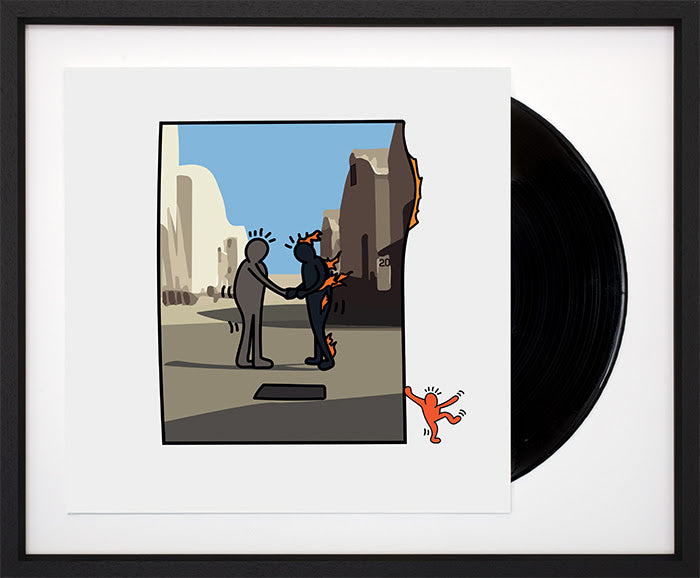 wish you were here album cover with vinyl record framed by artist tboy