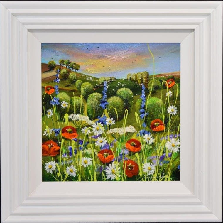 serenity fields framed original by artist rozanne bell