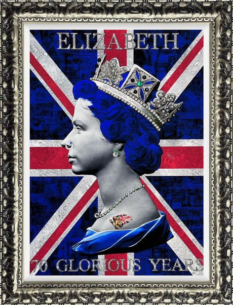 70 glorious years colour framed print by artist illuminati neon
