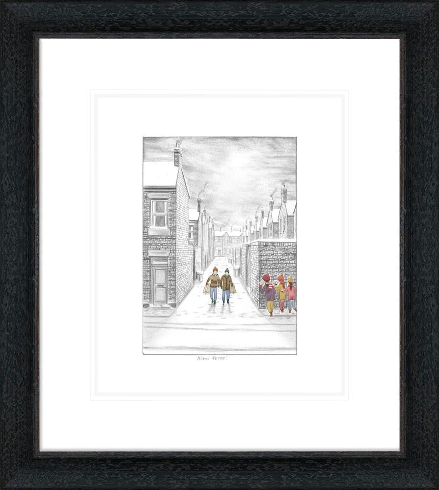 after three sketch framed print by artist leigh lambert
