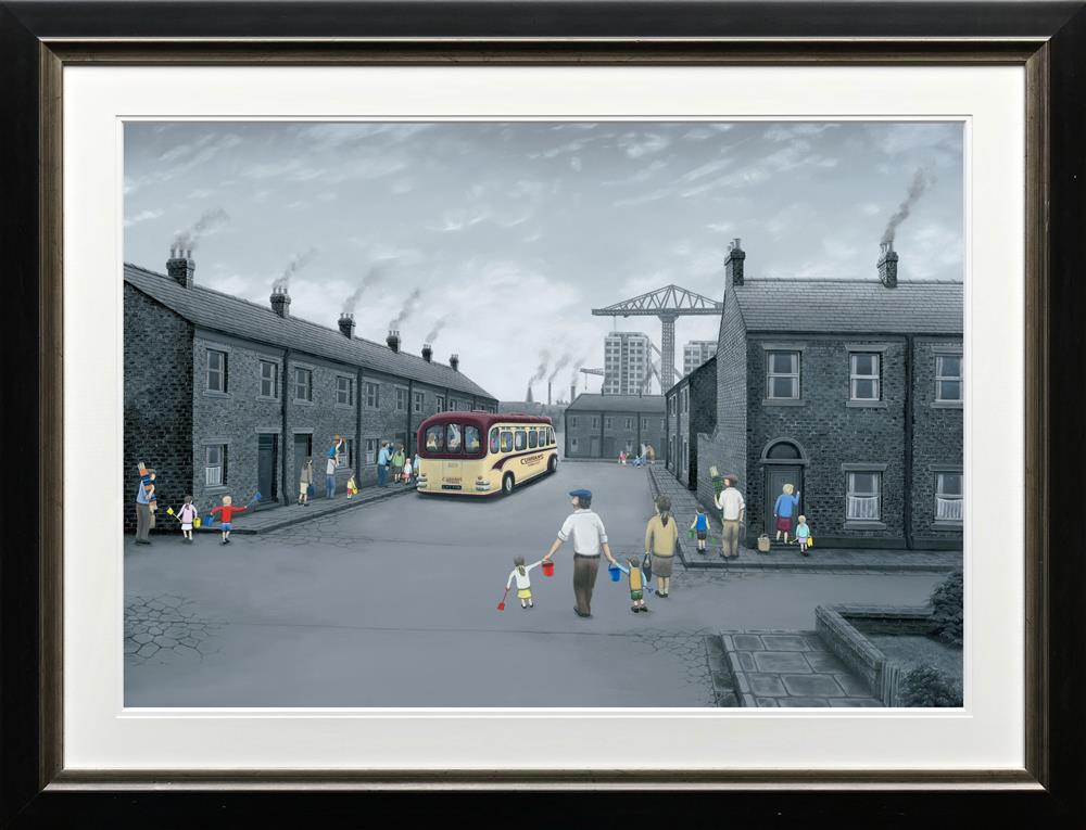 all aboard for the seaside framed paper print by artist Leigh Lambert