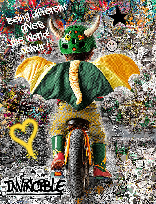 being different gives the wolrd colour mounted print by artist zee