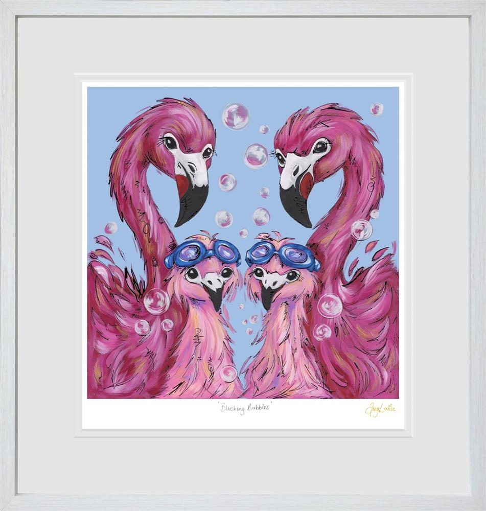 blushing bubbles print framed by artist amy louise