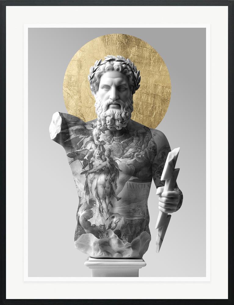 Zeus the unbroken framed print by artist chuck