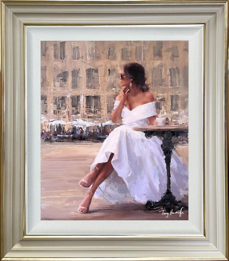 cafe au lait hand embellished giclee print framed by artist tony hinchliffe