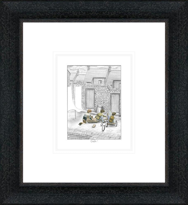 crash sketch framed print by artist leigh lambert