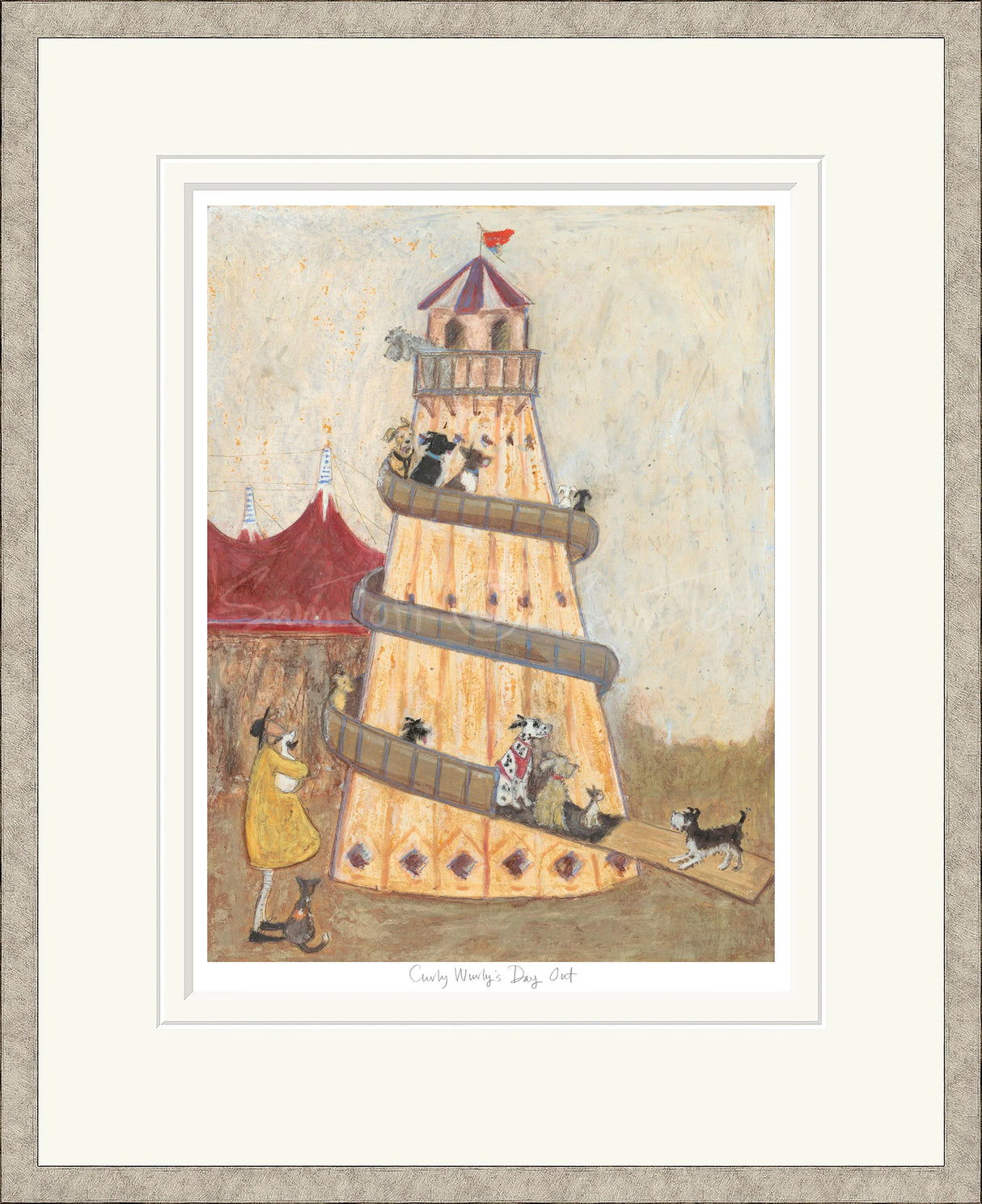 curly wurly day out framed print by artist sam toft