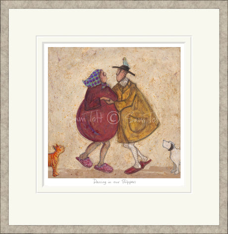 dancing in our slippers framed print by artist sam toft