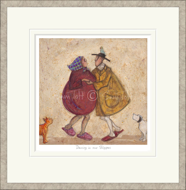 dancing in our slippers framed print by artist sam toft