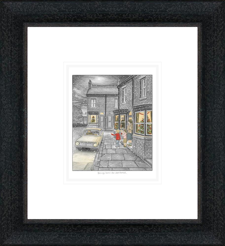 driving home for christmas sketch framed print by artist leigh lambert