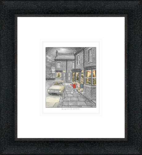 driving home for christmas sketch framed print by artist leigh lambert