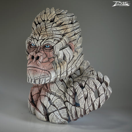 king of the mountain gorilla bust in white view by artist edge sculptures
