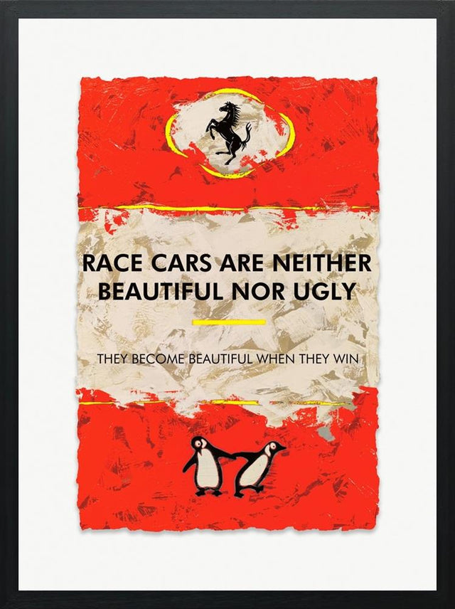 Ferrari f1 philosophy print framed by artist hue folk