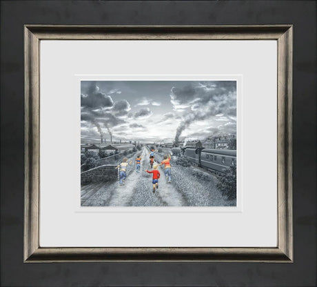 full steam ahead paper print framed by artist leigh lambert